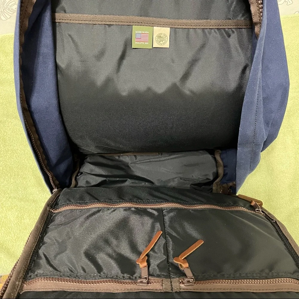Rare Classic Navy Canvas Duffel Backpack with Real Leather Straps.